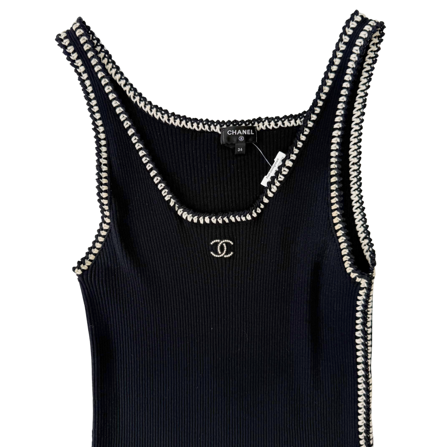 Chanel Ribbed Mini Tank Dress Black