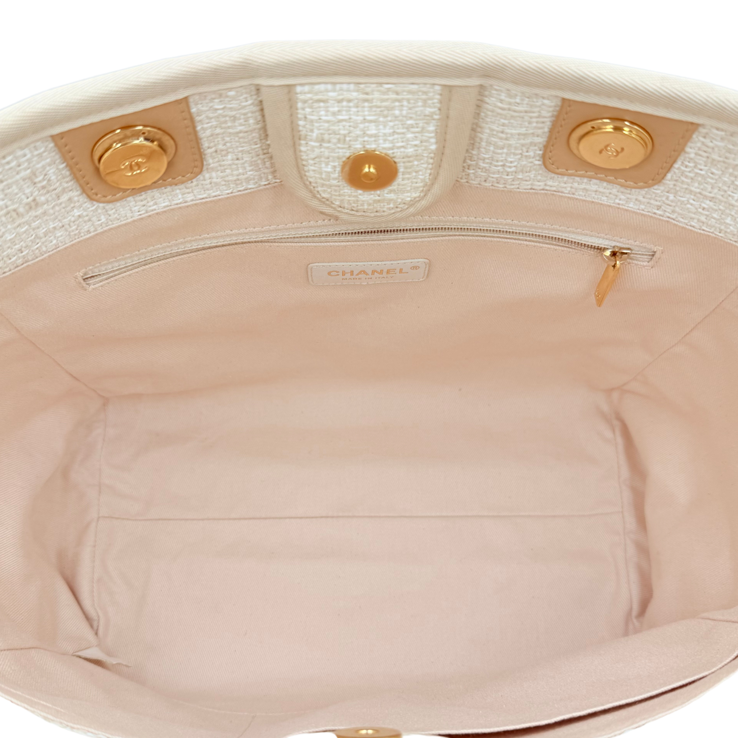 Chanel Small Deauville Tote Ivory