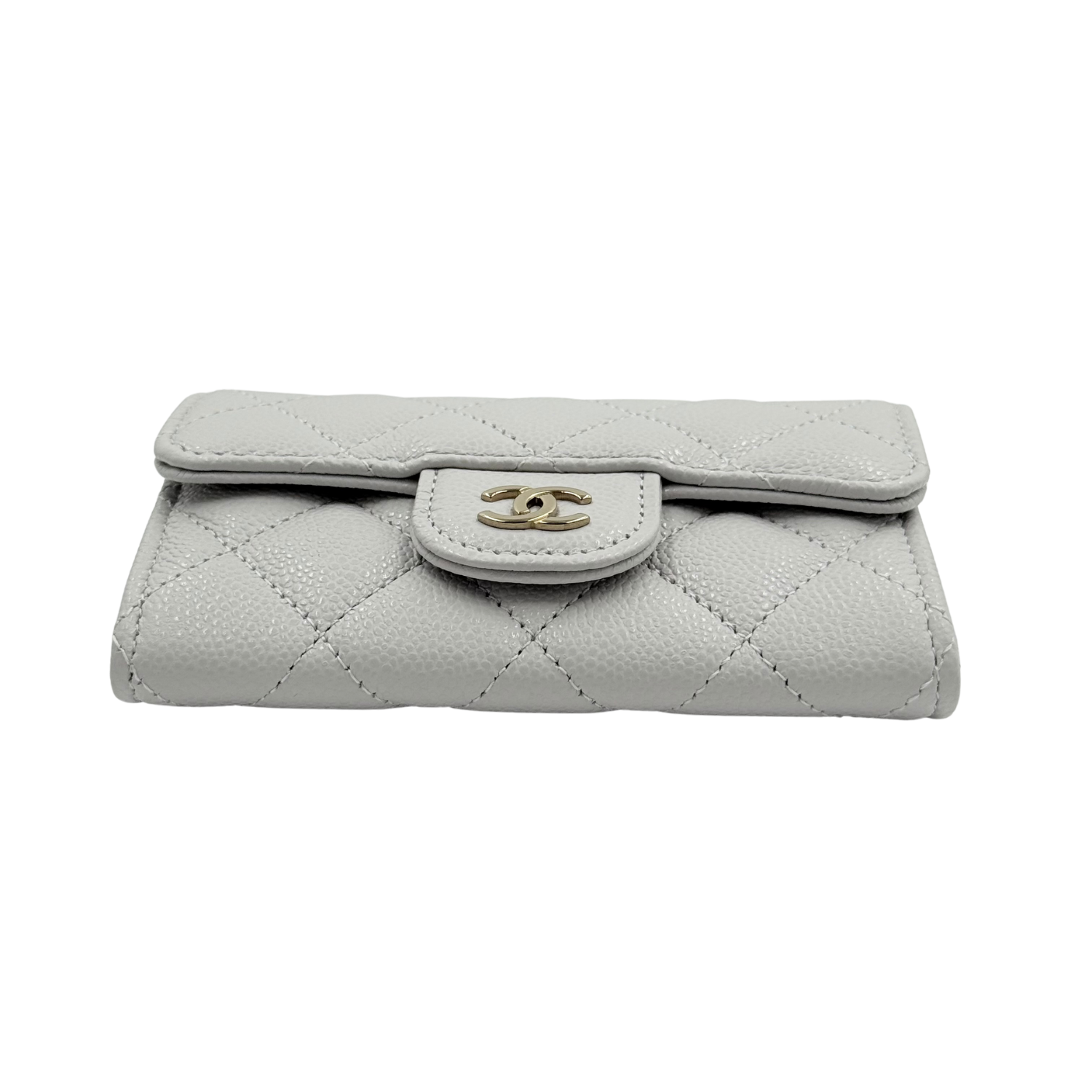 Chanel Small CC 4 Key Holder Wallet Light Grey