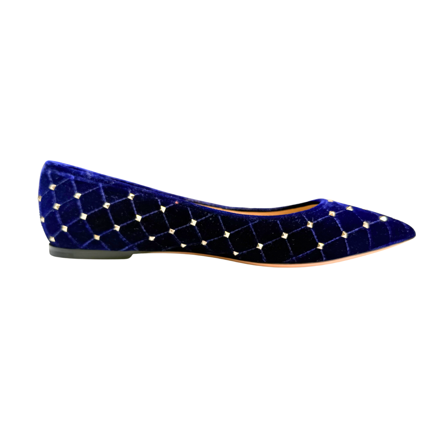 Valentino Rockstud Pointed Toe Flats Blue