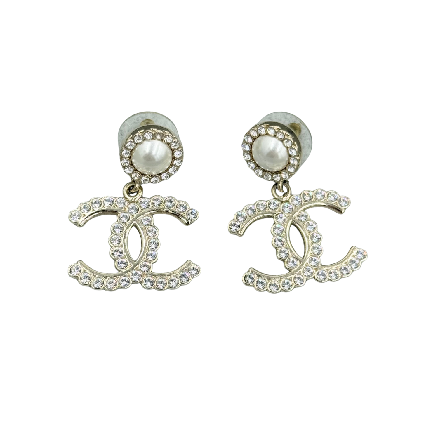 Chanel Large Crystal Pearl Bow-tiful CC Drop Earrings Gold