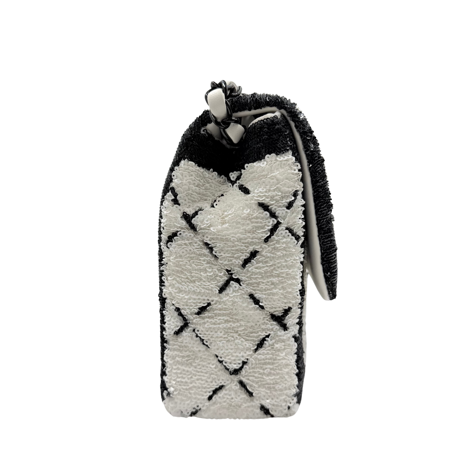 Chanel Medium Sequin Flap Bag Black White