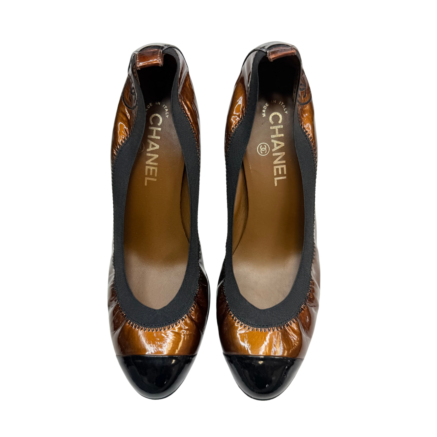 Chanel Leather CC Stretch Pumps