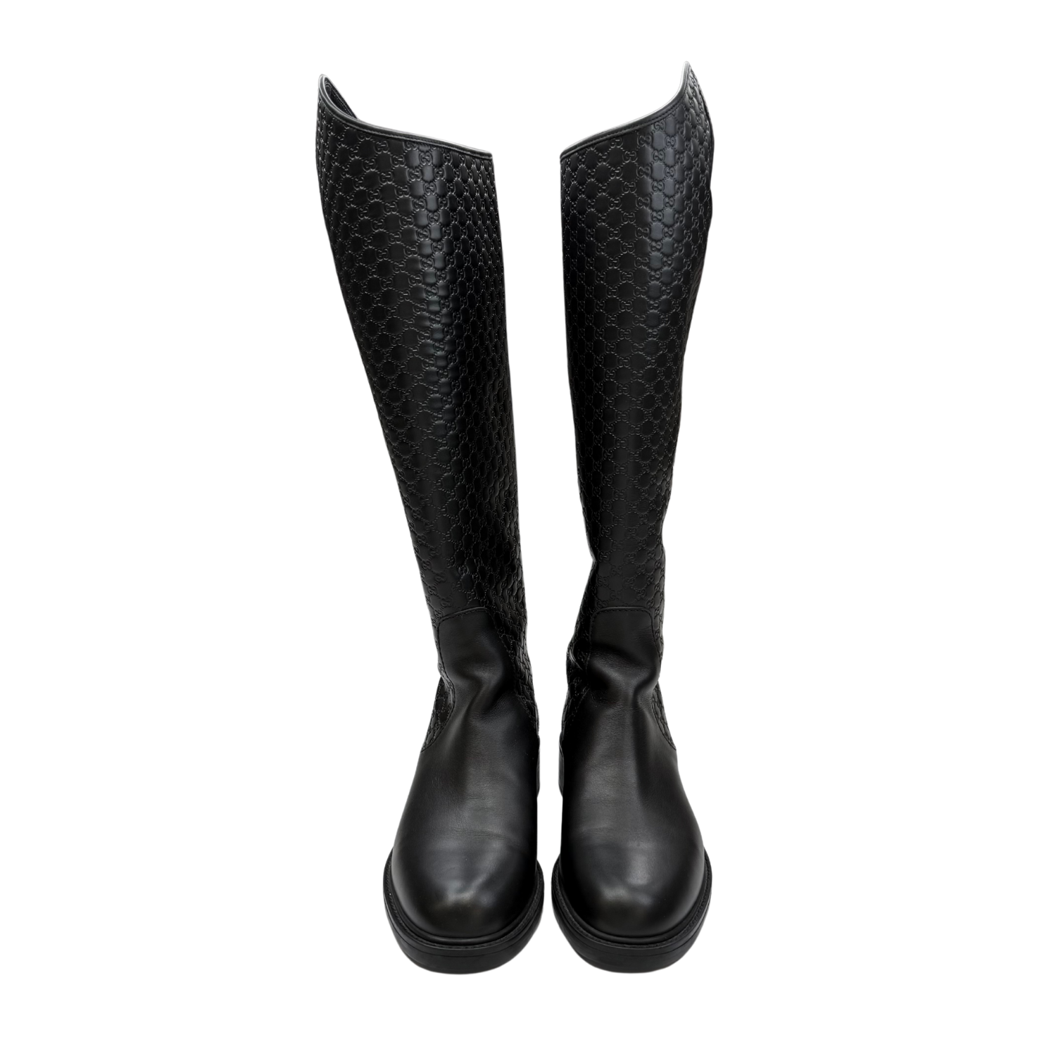 Gucci Microguccissima Pattern Riding Boots Black