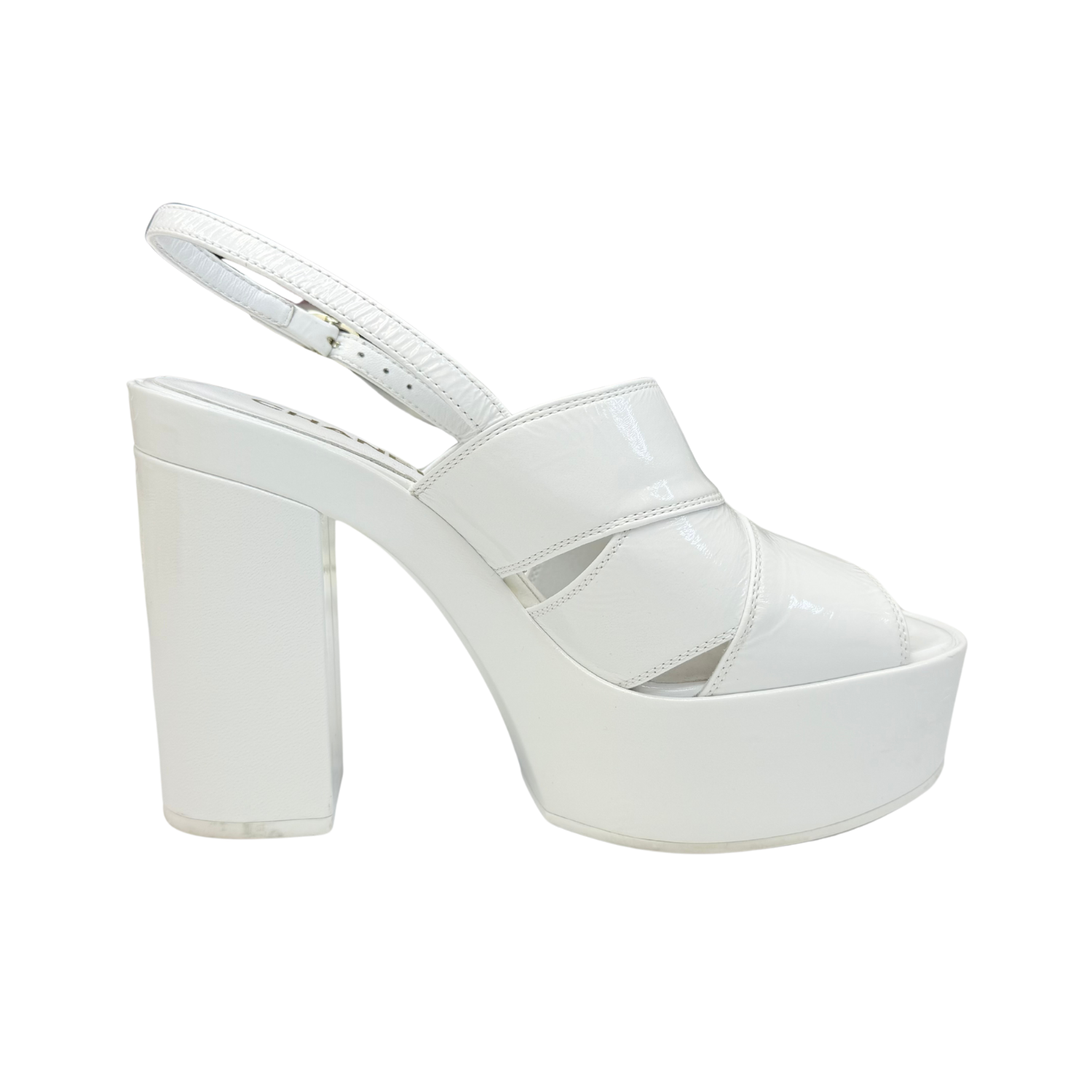 Chanel Interlocking CC Slingback Pumps White