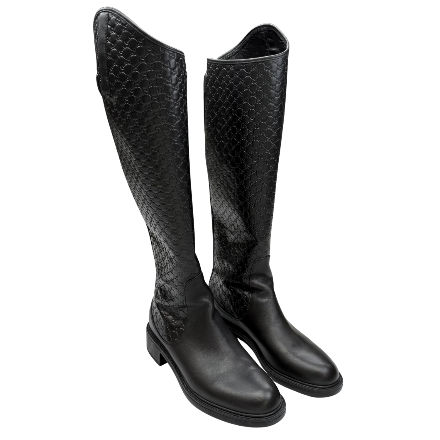 Gucci Microguccissima Pattern Riding Boots Black