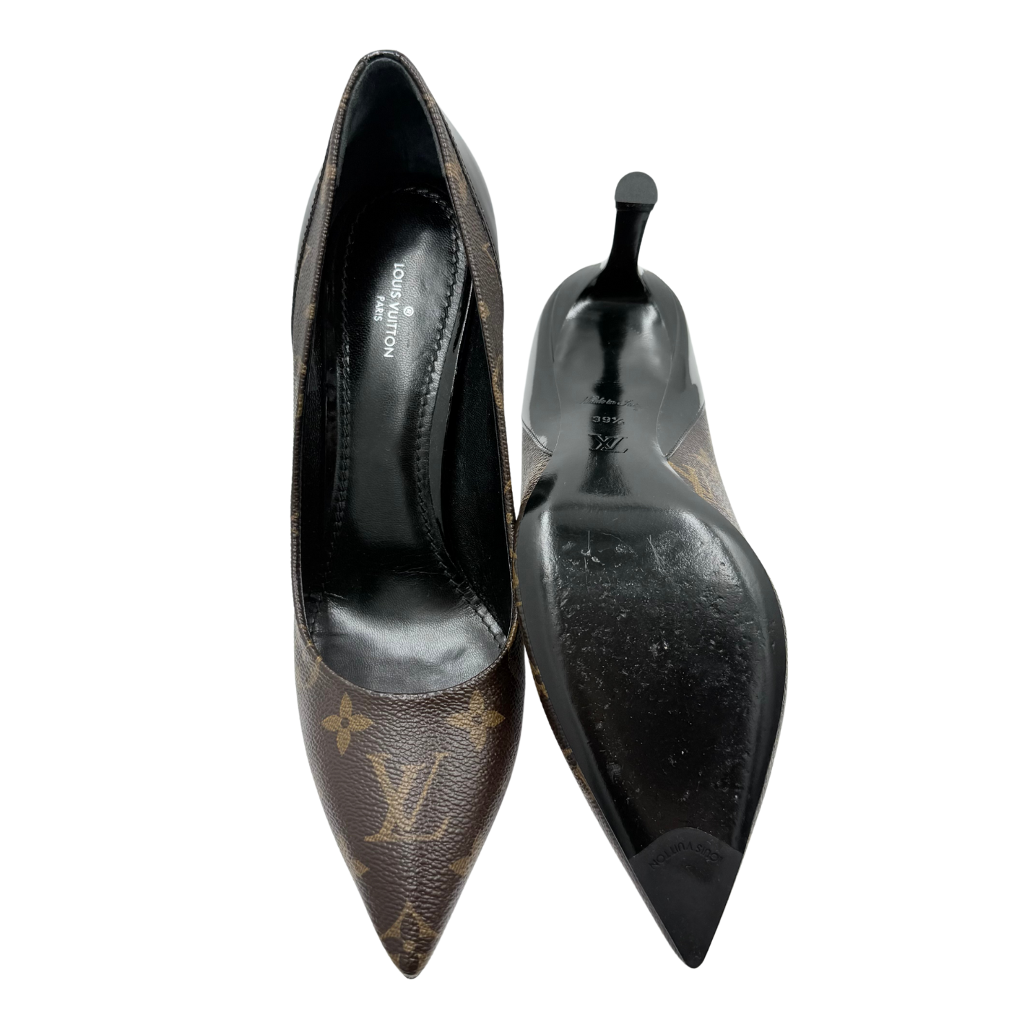Louis Vuitton LV Monogram Leather Trim Embellishment Pumps