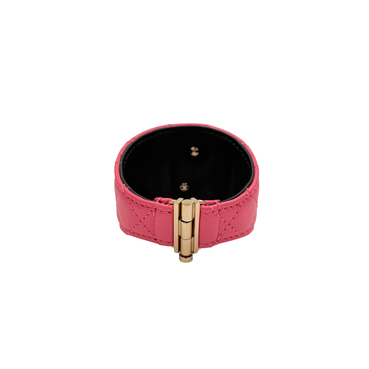 Chanel Caviar Quilted Leather Gold CC Bracelet Pink