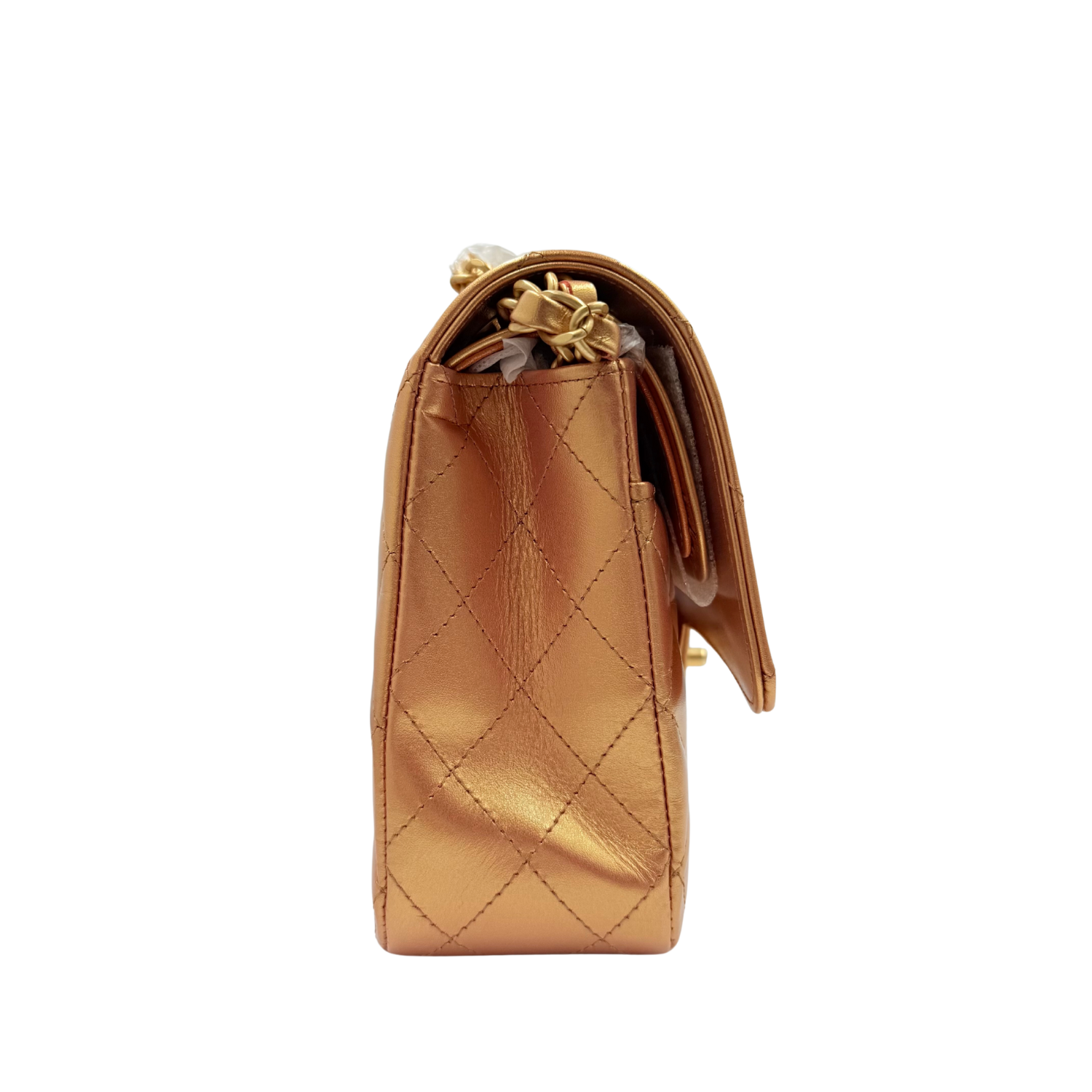 Chanel Classic Medium Metallic Double Flap Bag Iridescent Gold