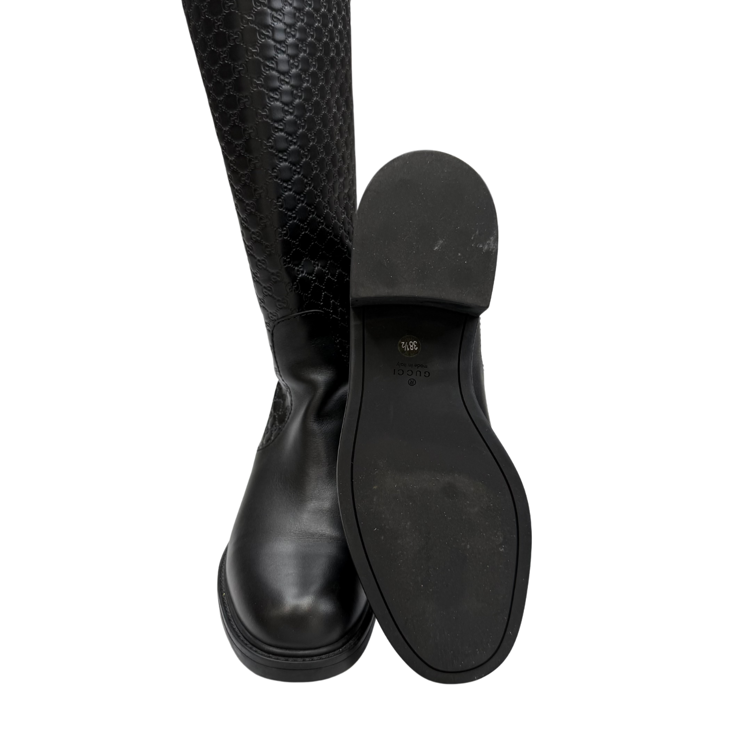 Gucci Microguccissima Pattern Riding Boots Black
