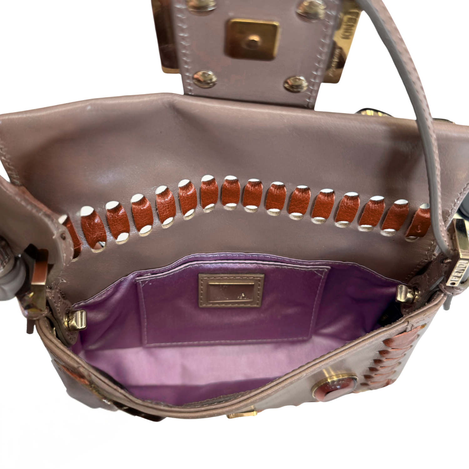 Fendi Stone Embellished Taupe Bag