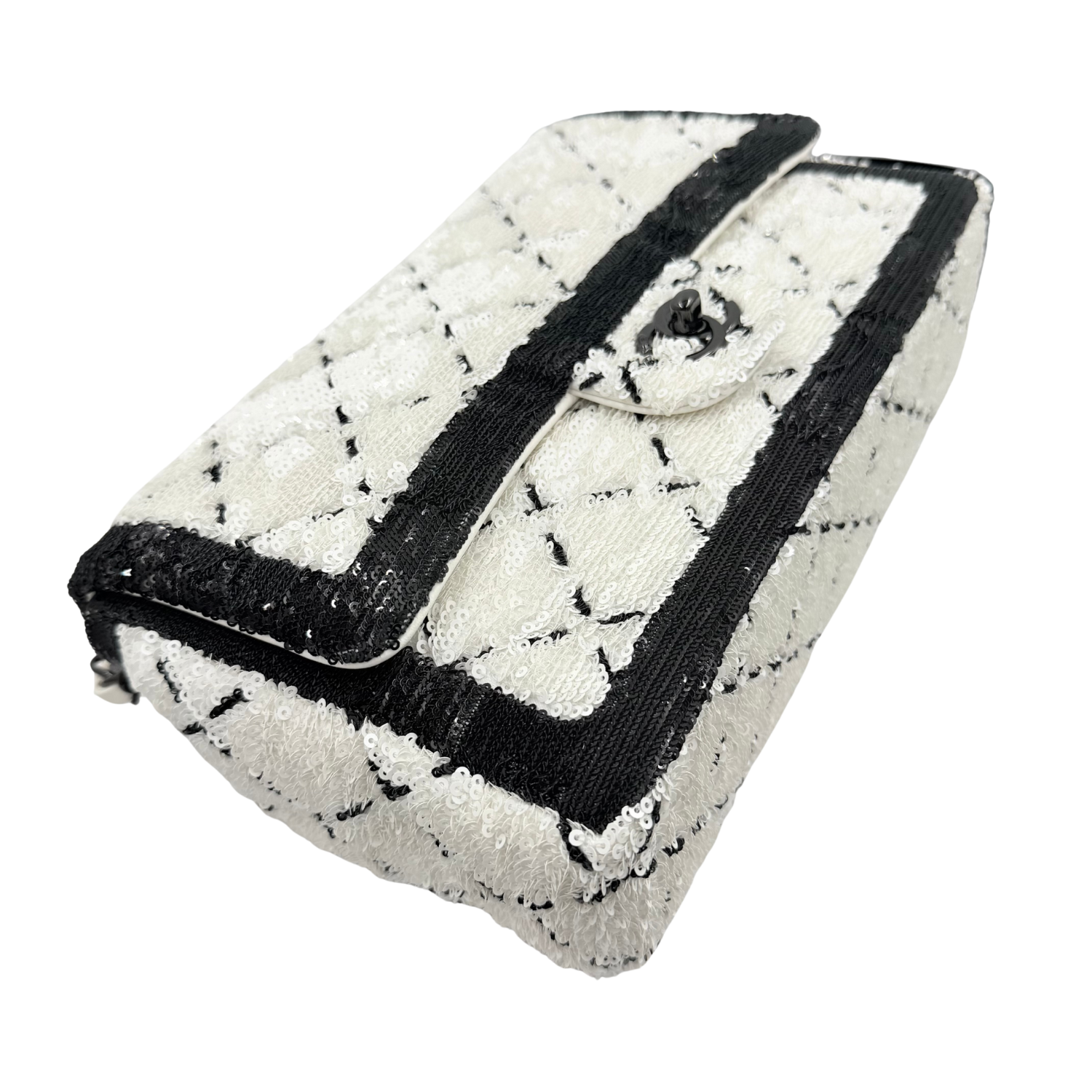 Chanel Medium Sequin Flap Bag Black White