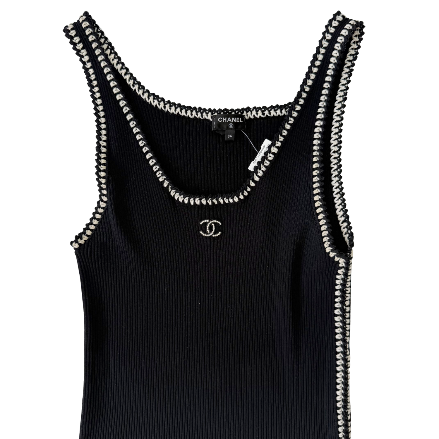 Chanel Ribbed Mini Tank Dress Black