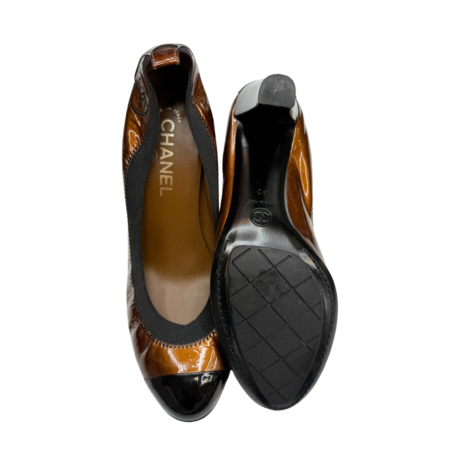 Chanel Leather CC Stretch Pumps
