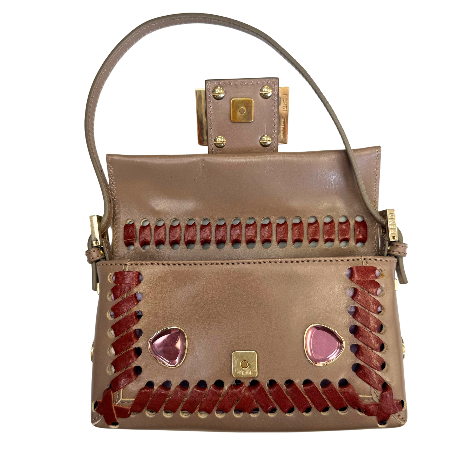 Fendi Stone Embellished Taupe Bag
