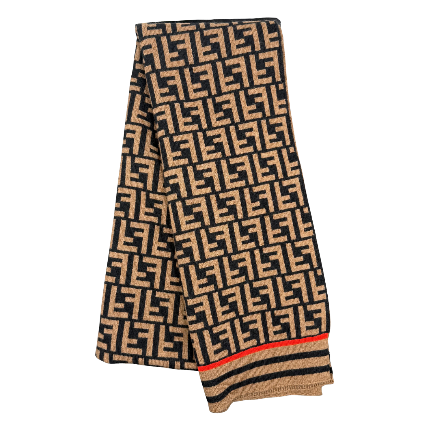 Fendi Zucca FF Cashmere Scarf Brown