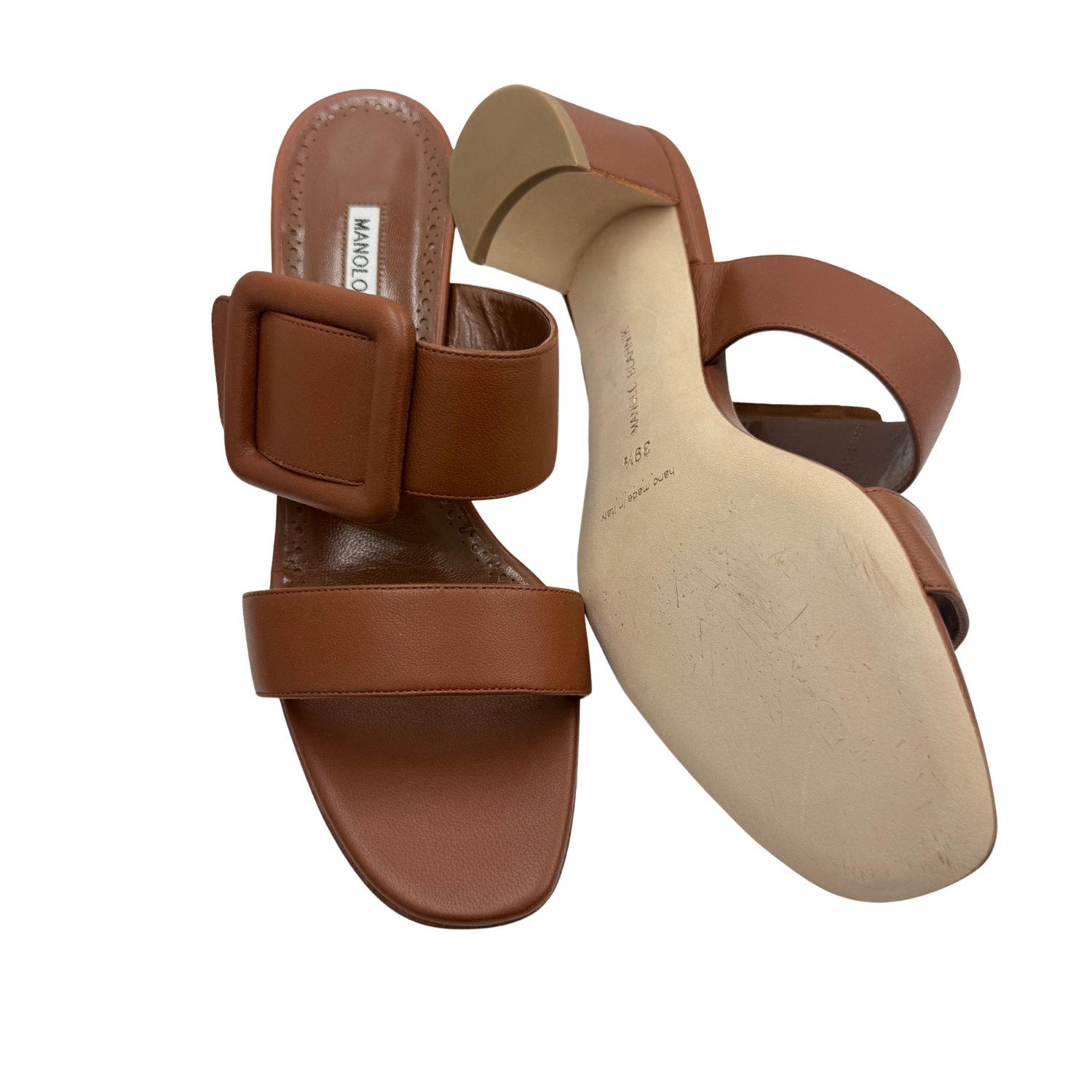 Manolo Blahnik Titubanew Nappa Open Toe Heeled Mules