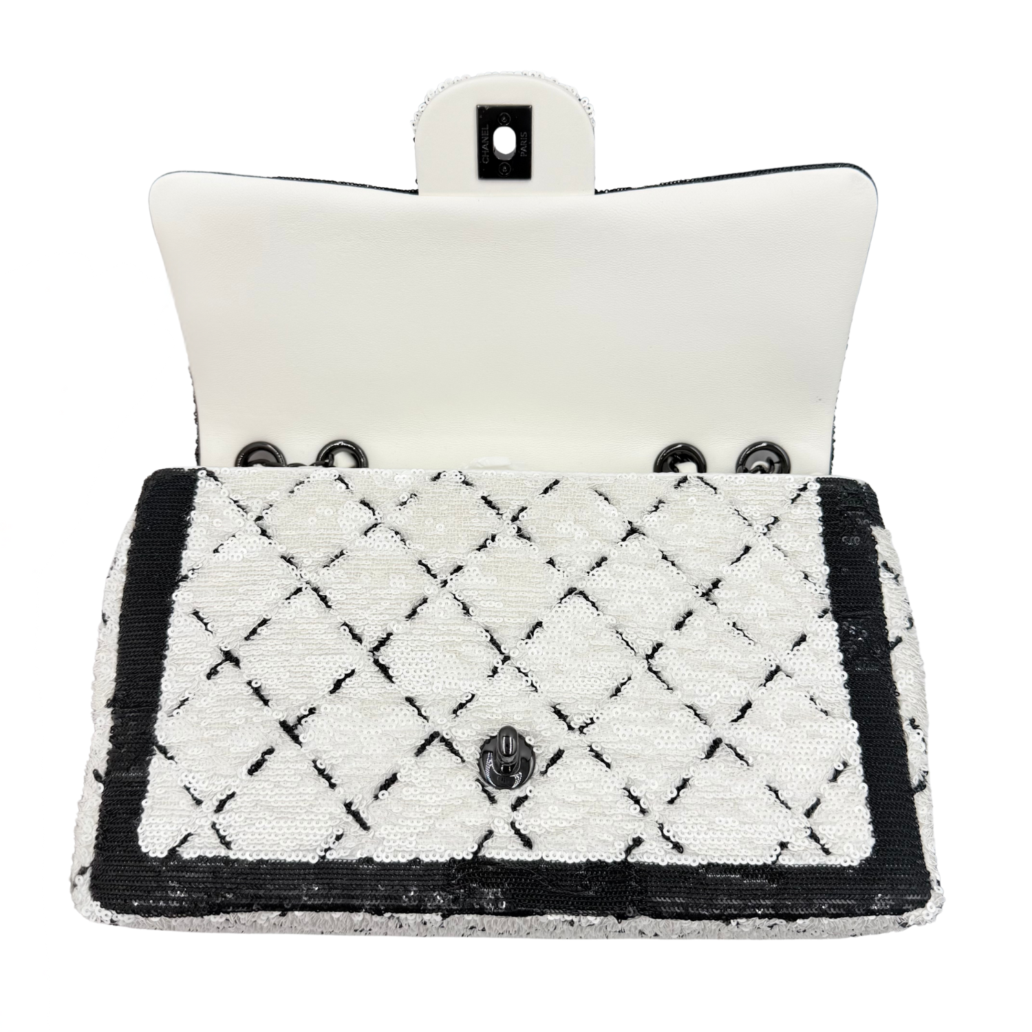 Chanel Medium Sequin Flap Bag Black White
