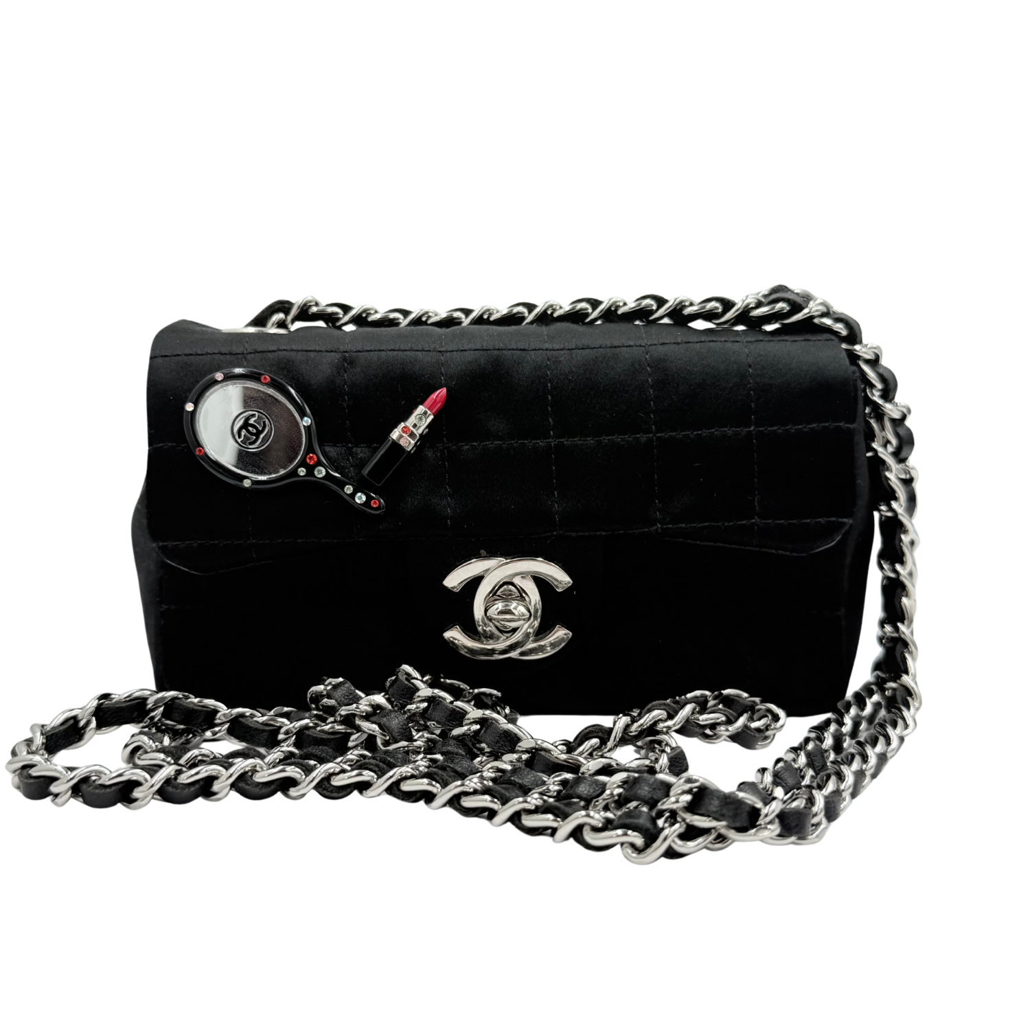 Chanel Lipstick & Mirror Micro Mini Flap Bag Black