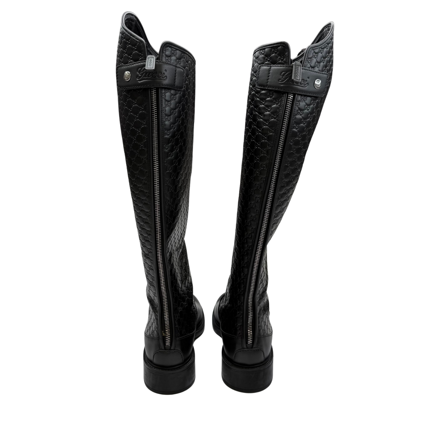 Gucci Microguccissima Pattern Riding Boots Black