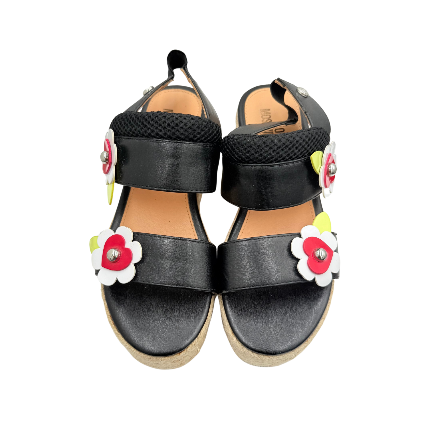 Moschino Flower Applique Wedges Black