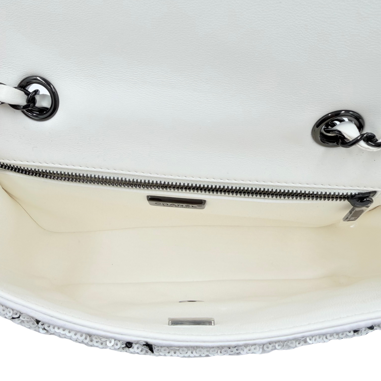 Chanel Medium Sequin Flap Bag Black White