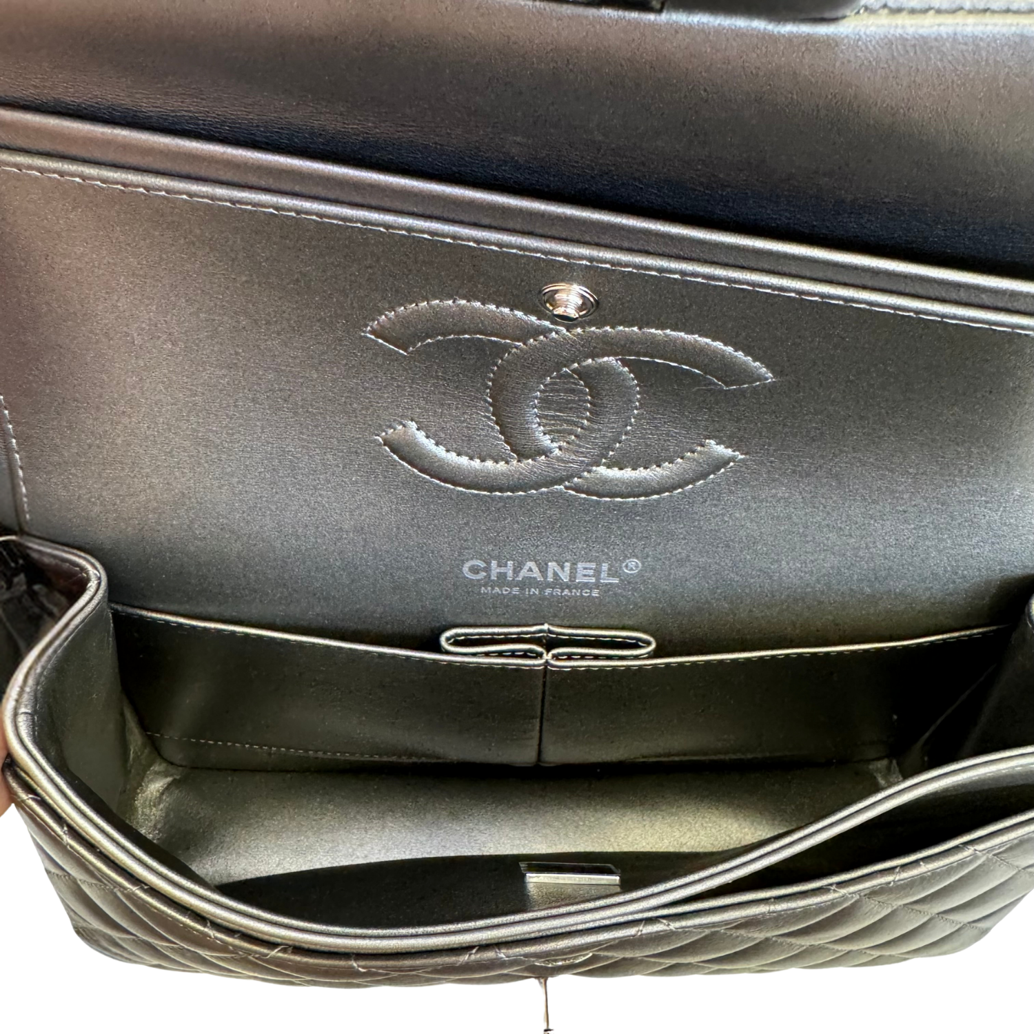 Chanel Medium Double Flap Classic Gunmetal