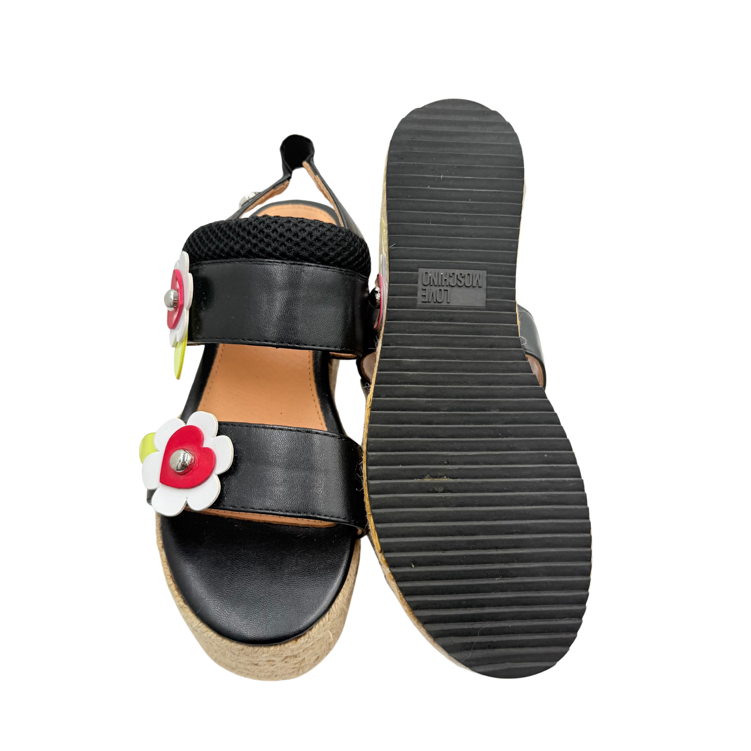 Moschino Flower Applique Wedges Black
