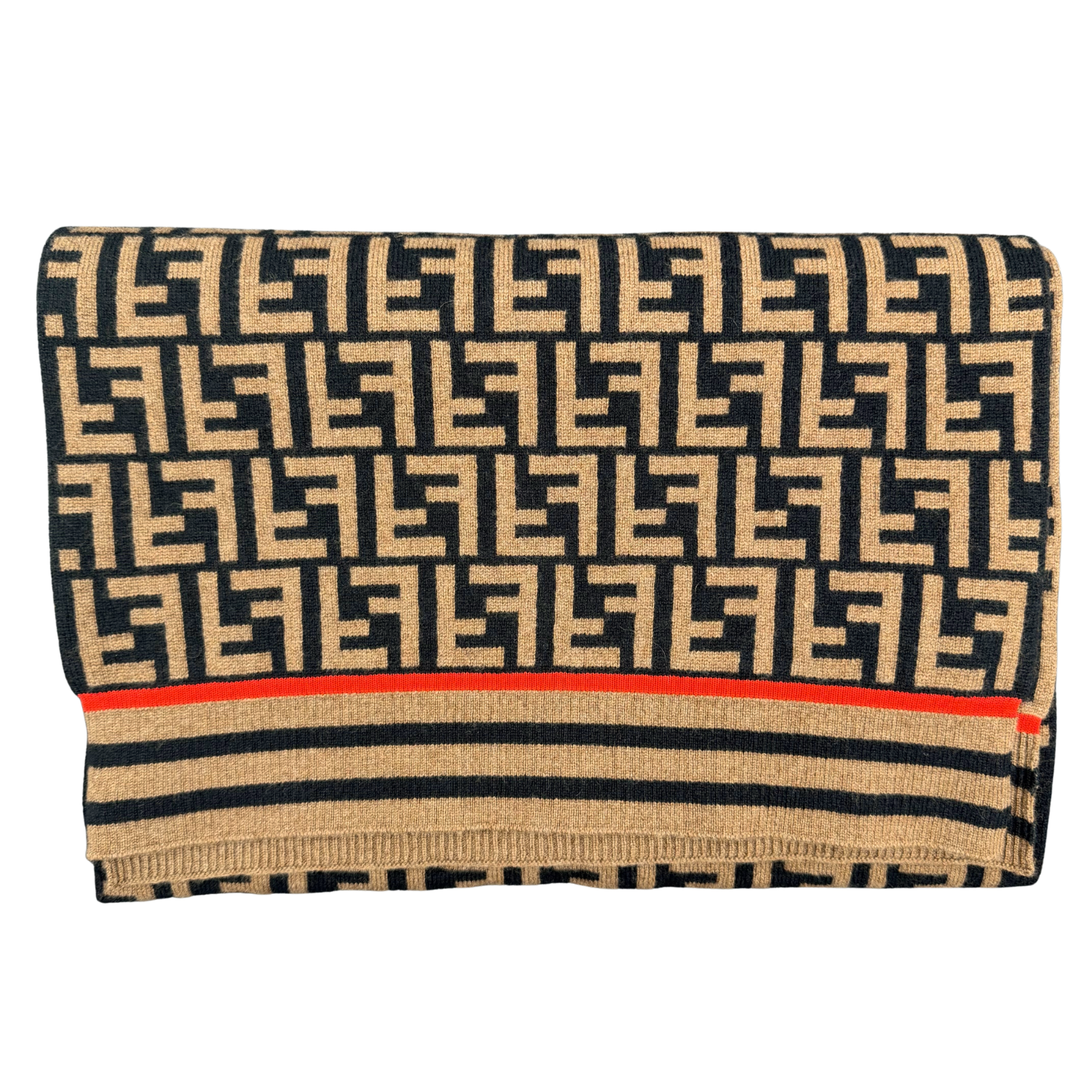 Fendi Zucca FF Cashmere Scarf Brown