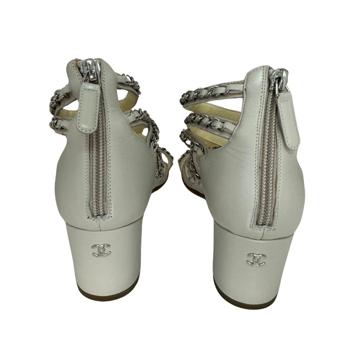 Chanel Gladiator Block Heel Grey