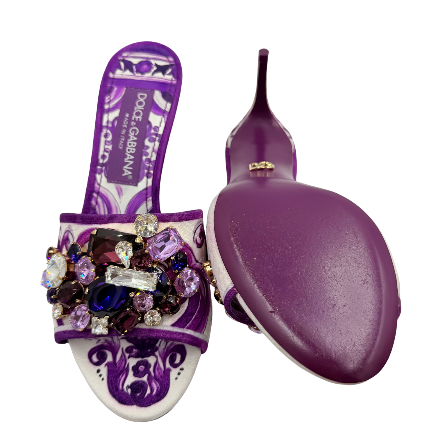 Brocade Kitten Heels with Jewel Embroidery