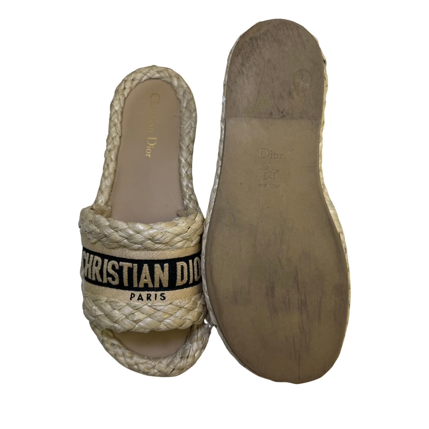 Christian Dior Dway Raffia Slides Slides