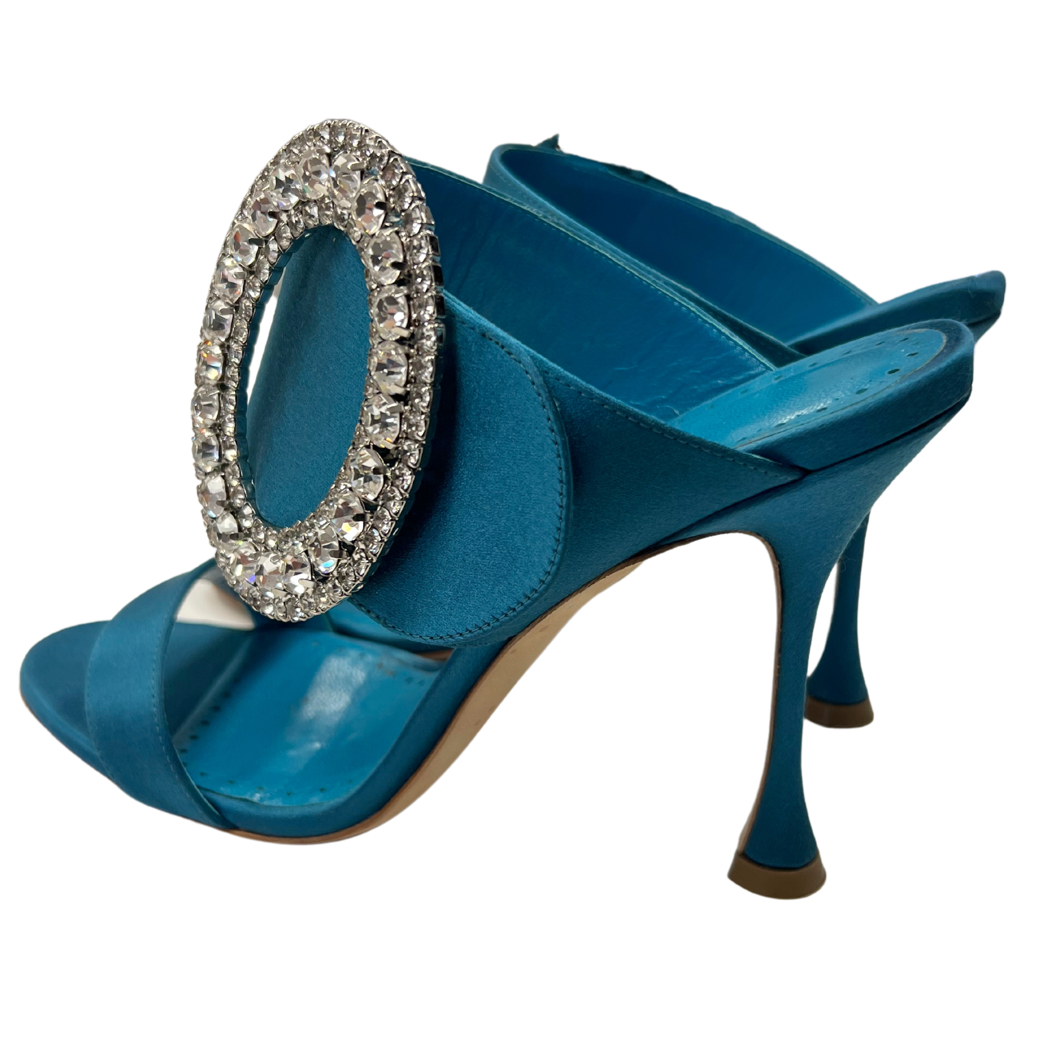 Manolo Blahnik Fibiona Crystal Satin Mule