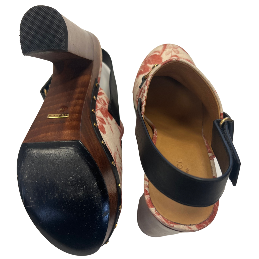 Gucci Horsebit Canvas Slingback Clogs