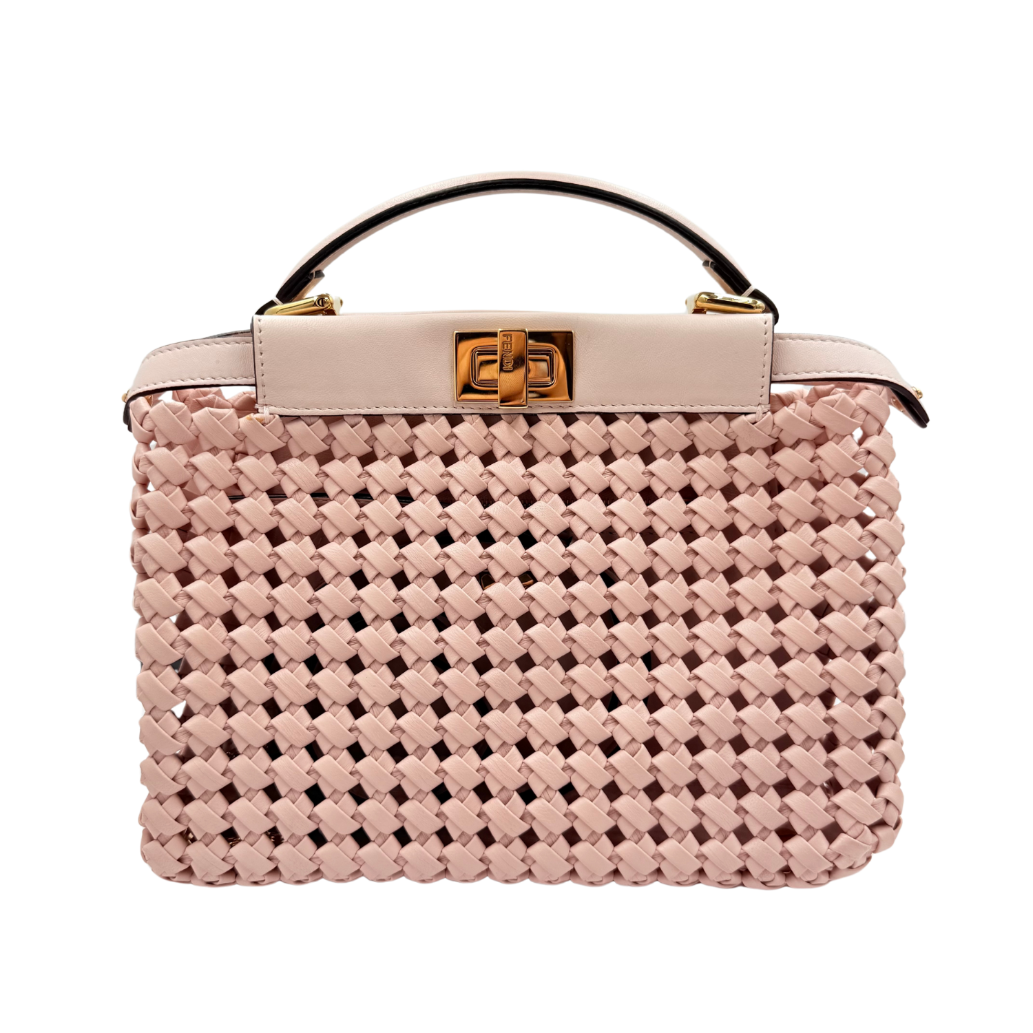 Fendi Mini Interlace Peekaboo Iconic Satchel Pink