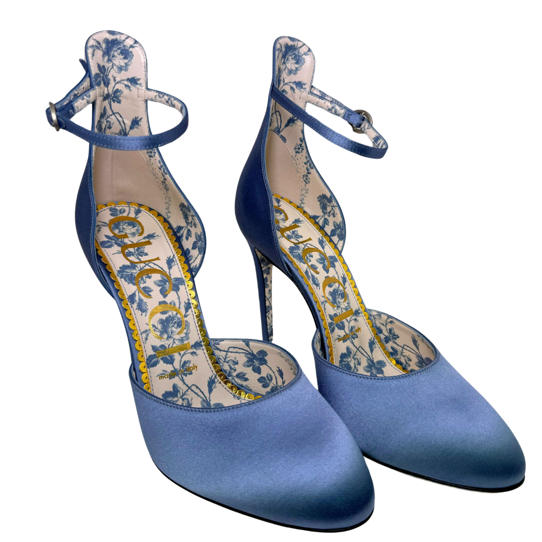 Gucci D Orsay Crystal Blue Heels