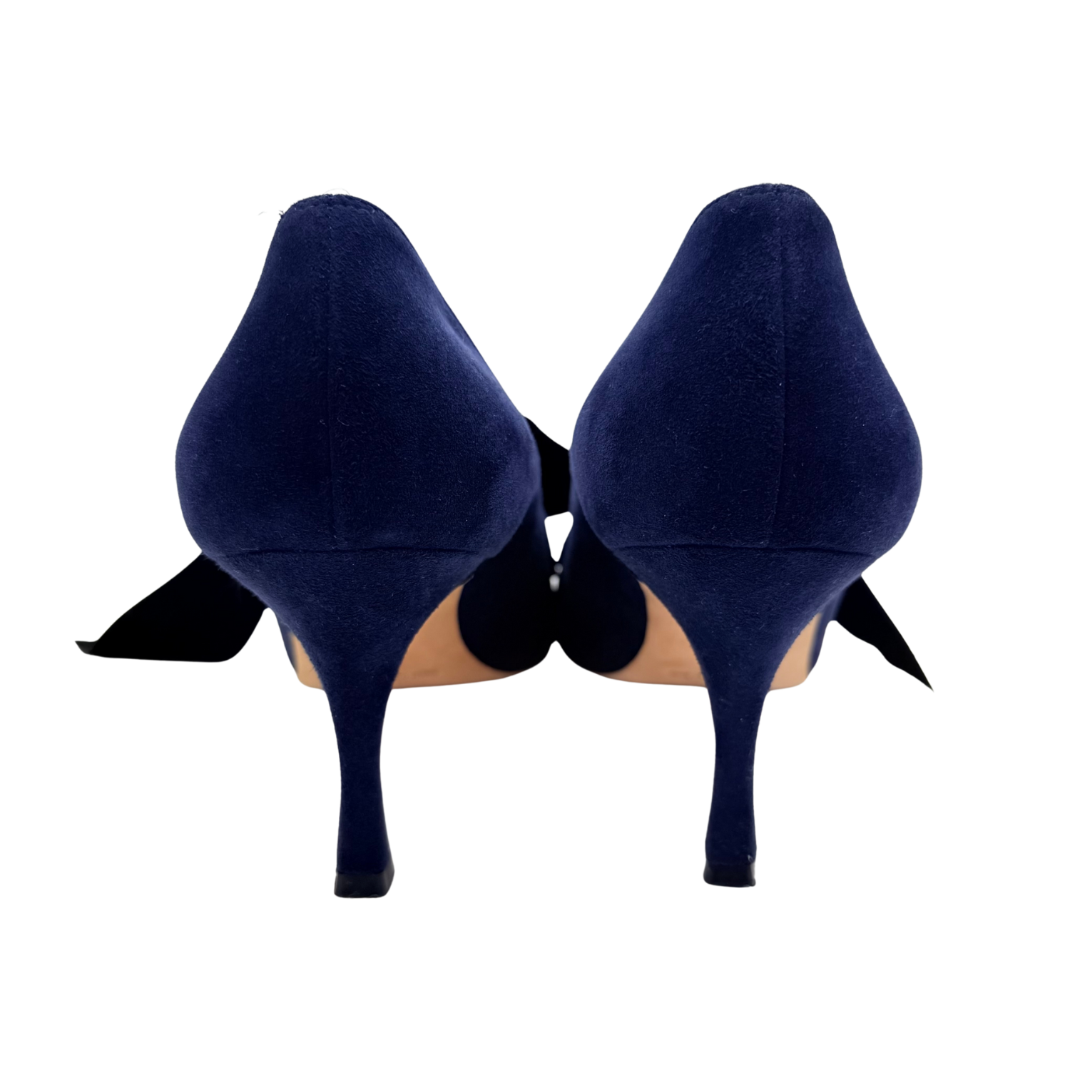 Manolo Blahnik Suede Bow Accents Serba Pumps Navy