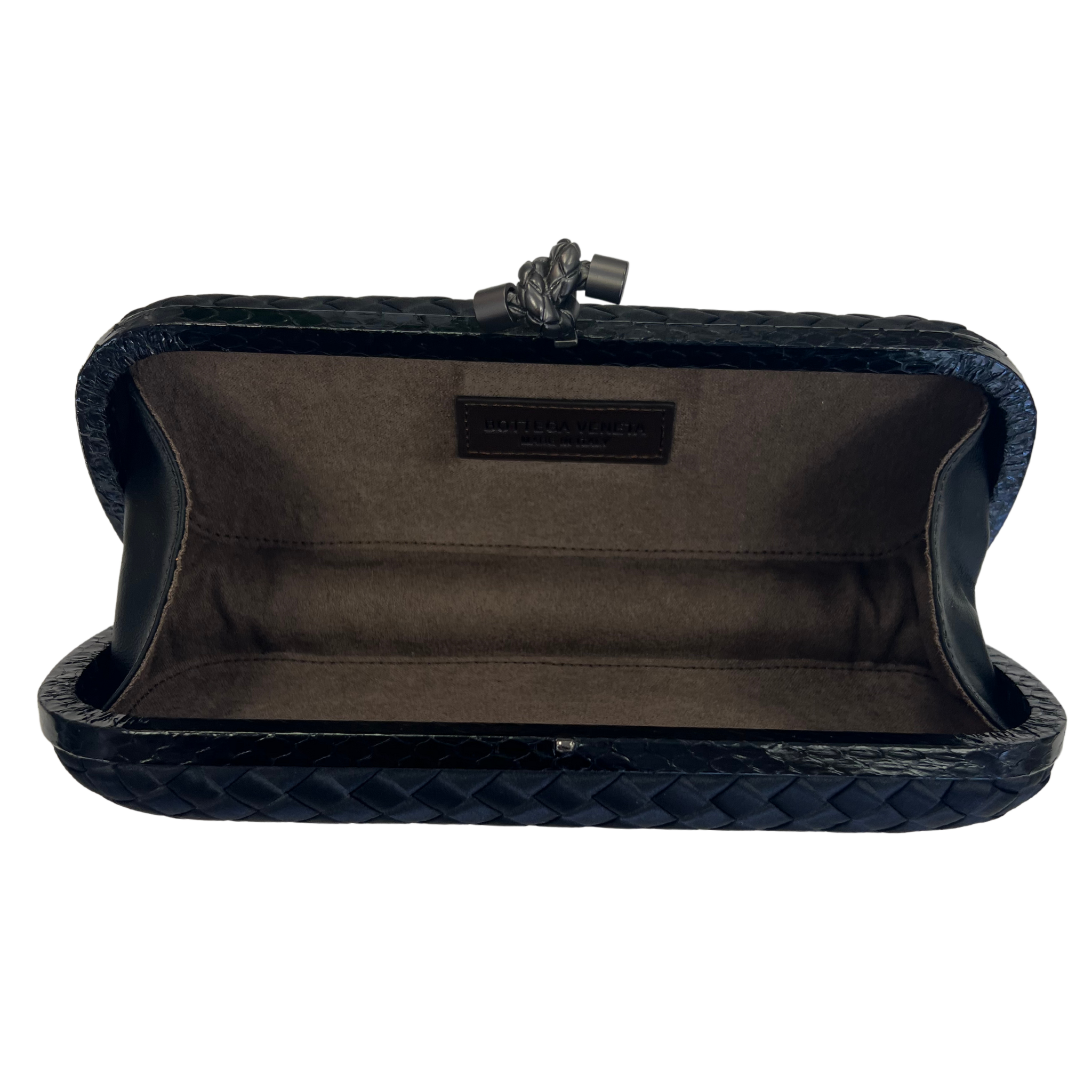 Bottega Veneta Intrecciato Silk Faille Knot Clutch