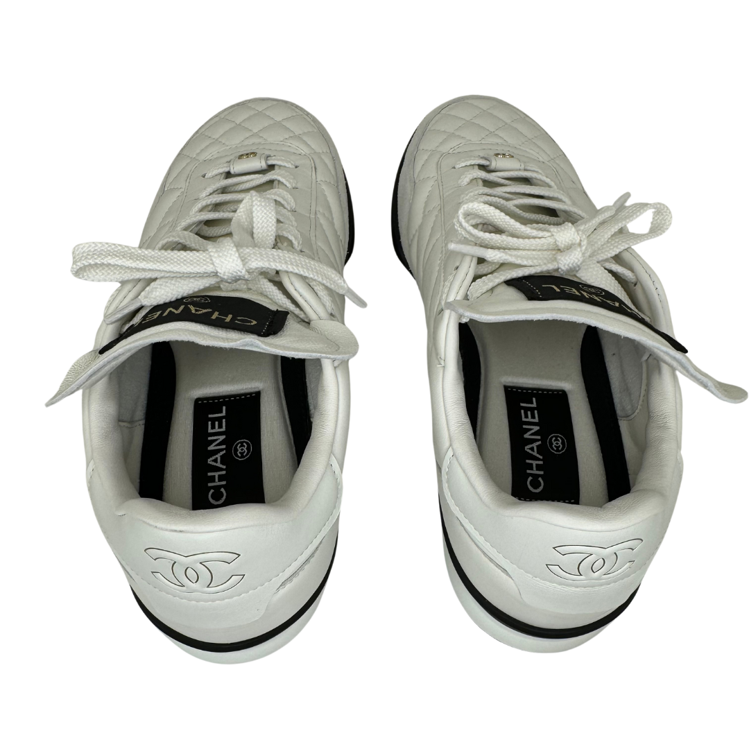 Chanel White Quilted Leather Sneakers