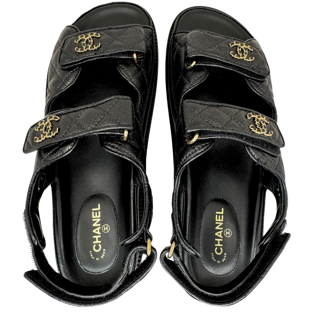 Chanel Leather Dad Sandals