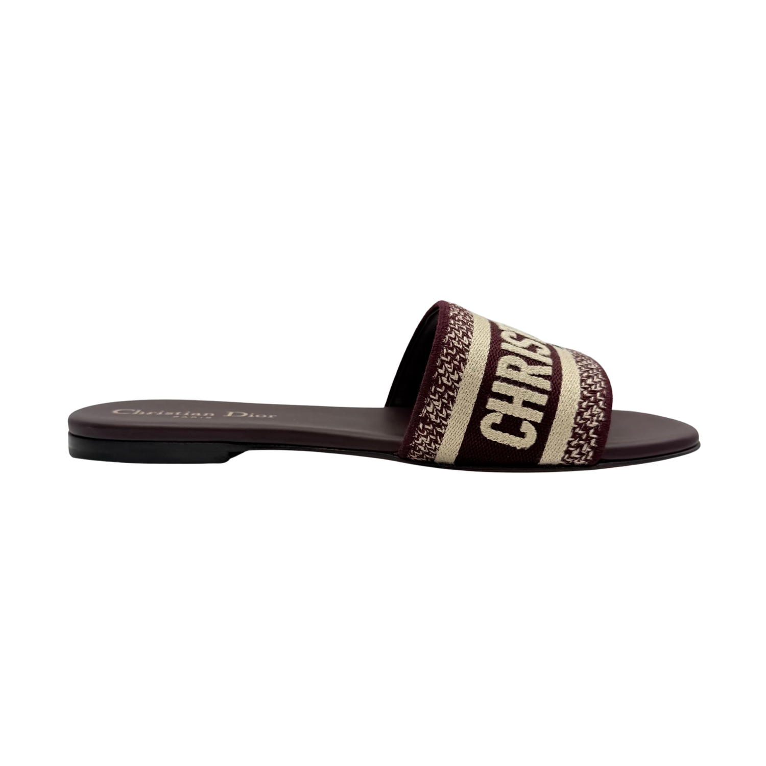 Christian Dior Canvas Printed Slides Burgundy