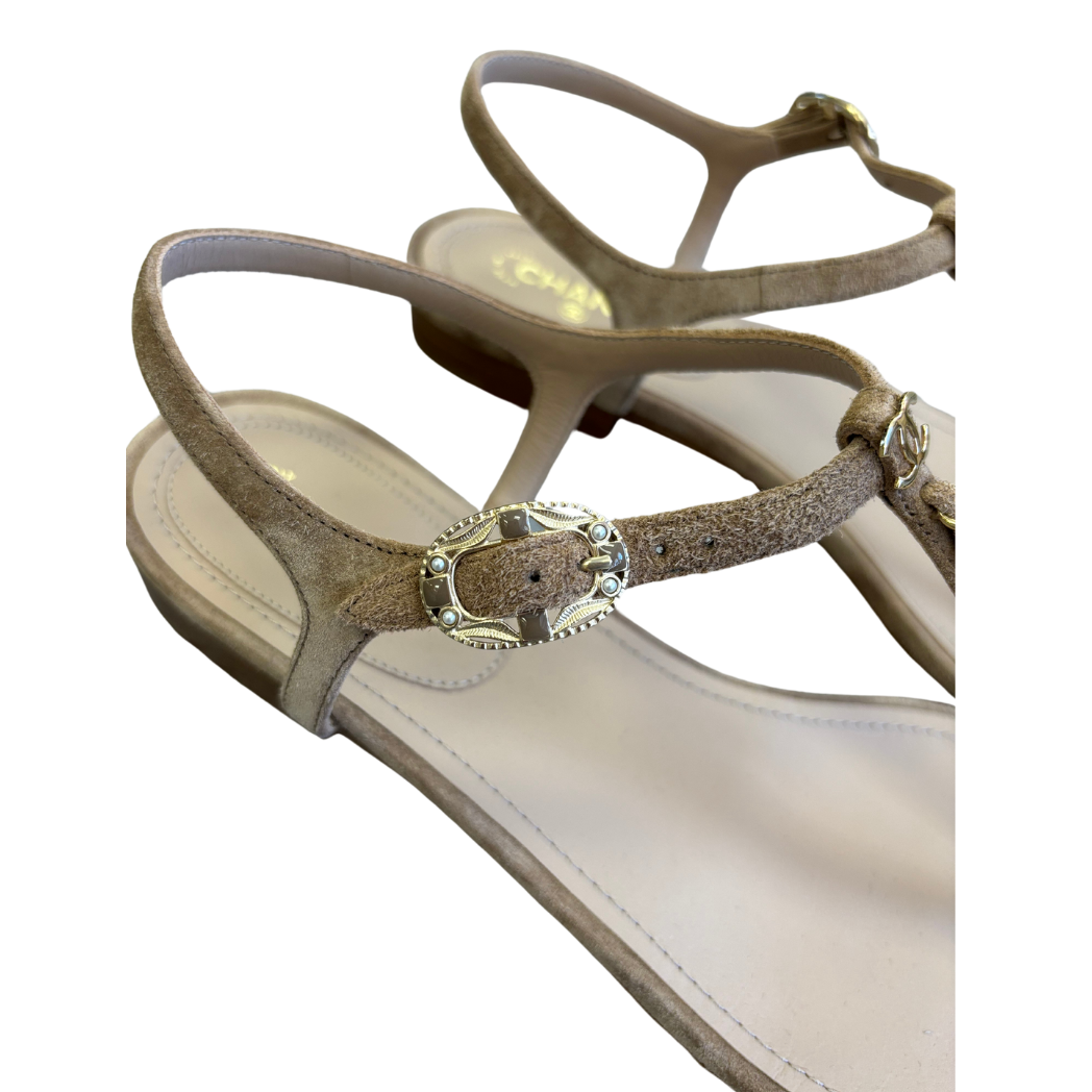 Chanel Suede Chain Sandals
