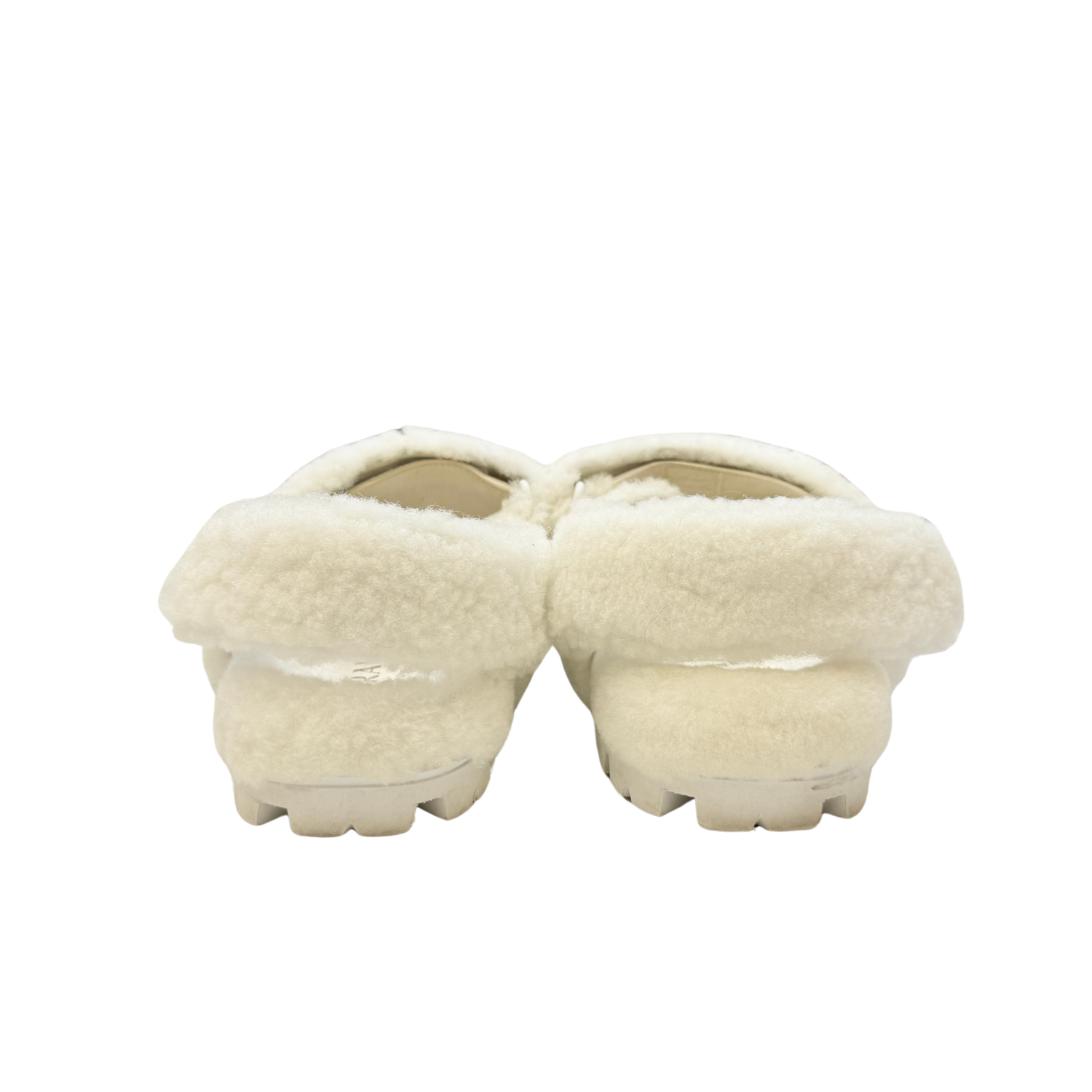 Prada Shearling Sandals Off White
