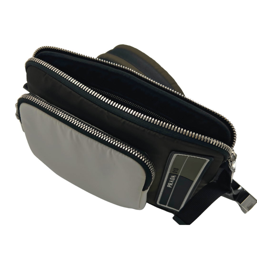 Prada Logo Patch Zip Messenger Bag