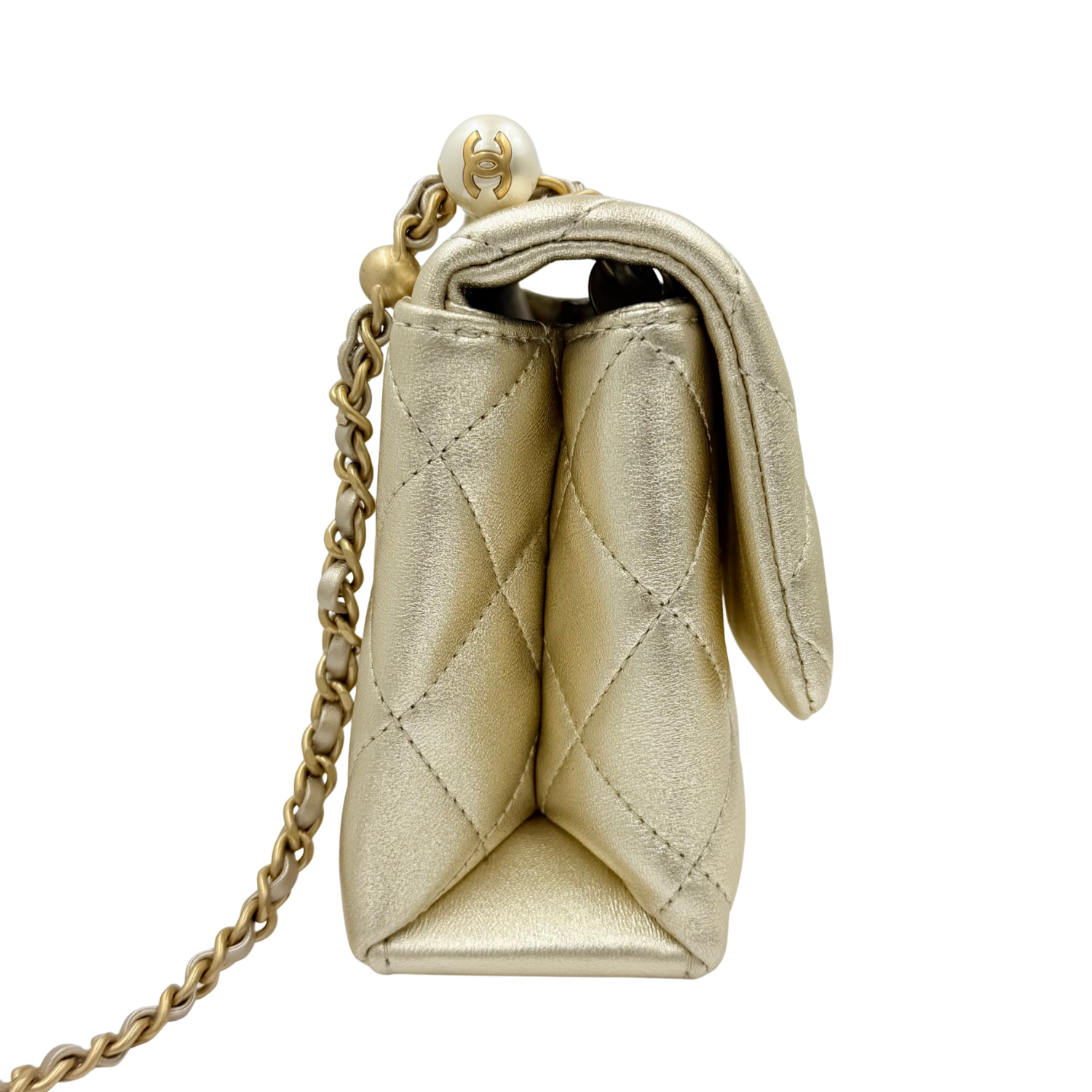 Chanel Mini Pearl Flap Bag Gold