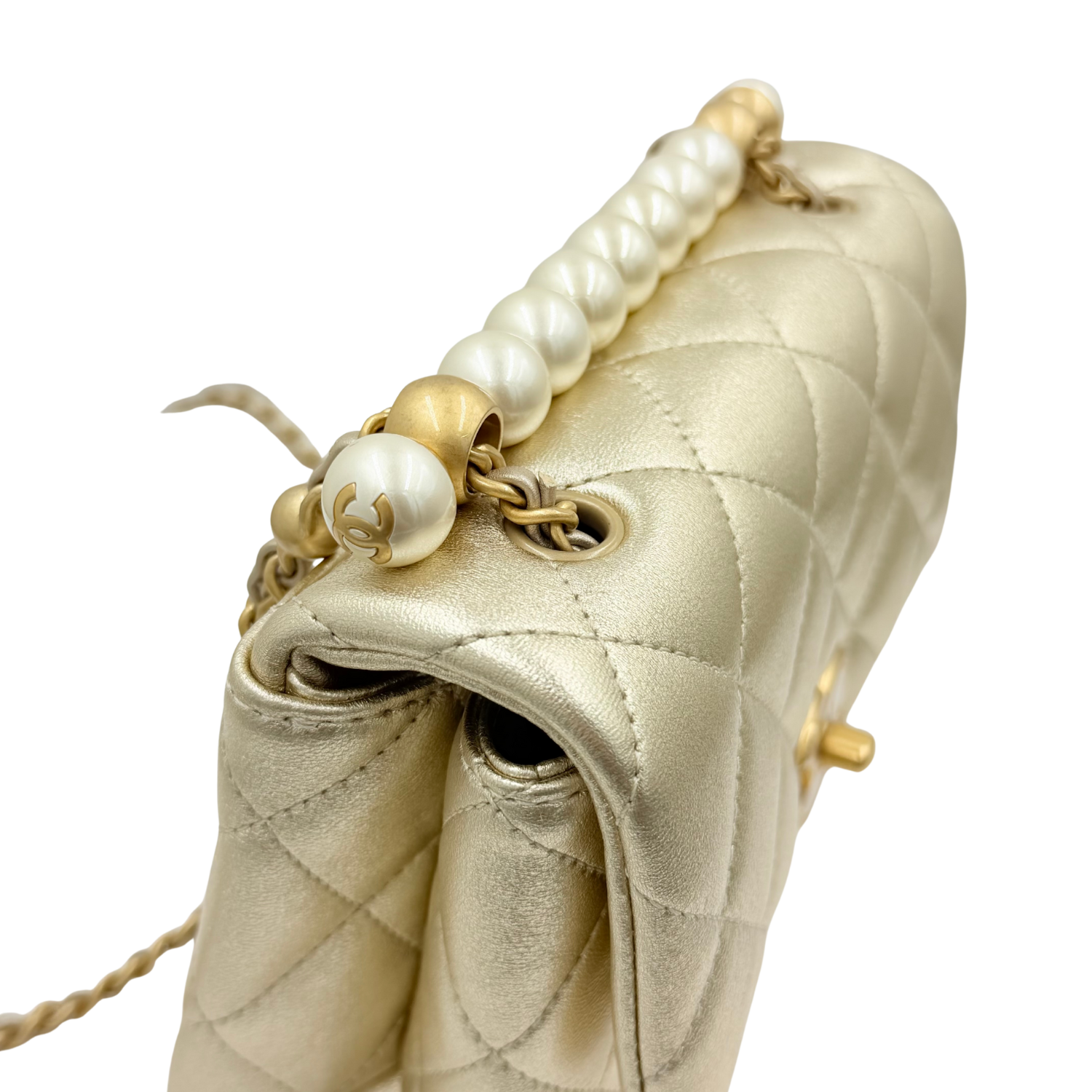 Chanel Mini Pearl Flap Bag Gold