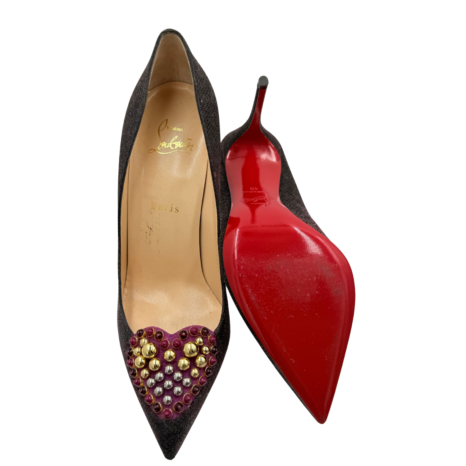 Christian Louboutin Glitter Studded Accents Pumps