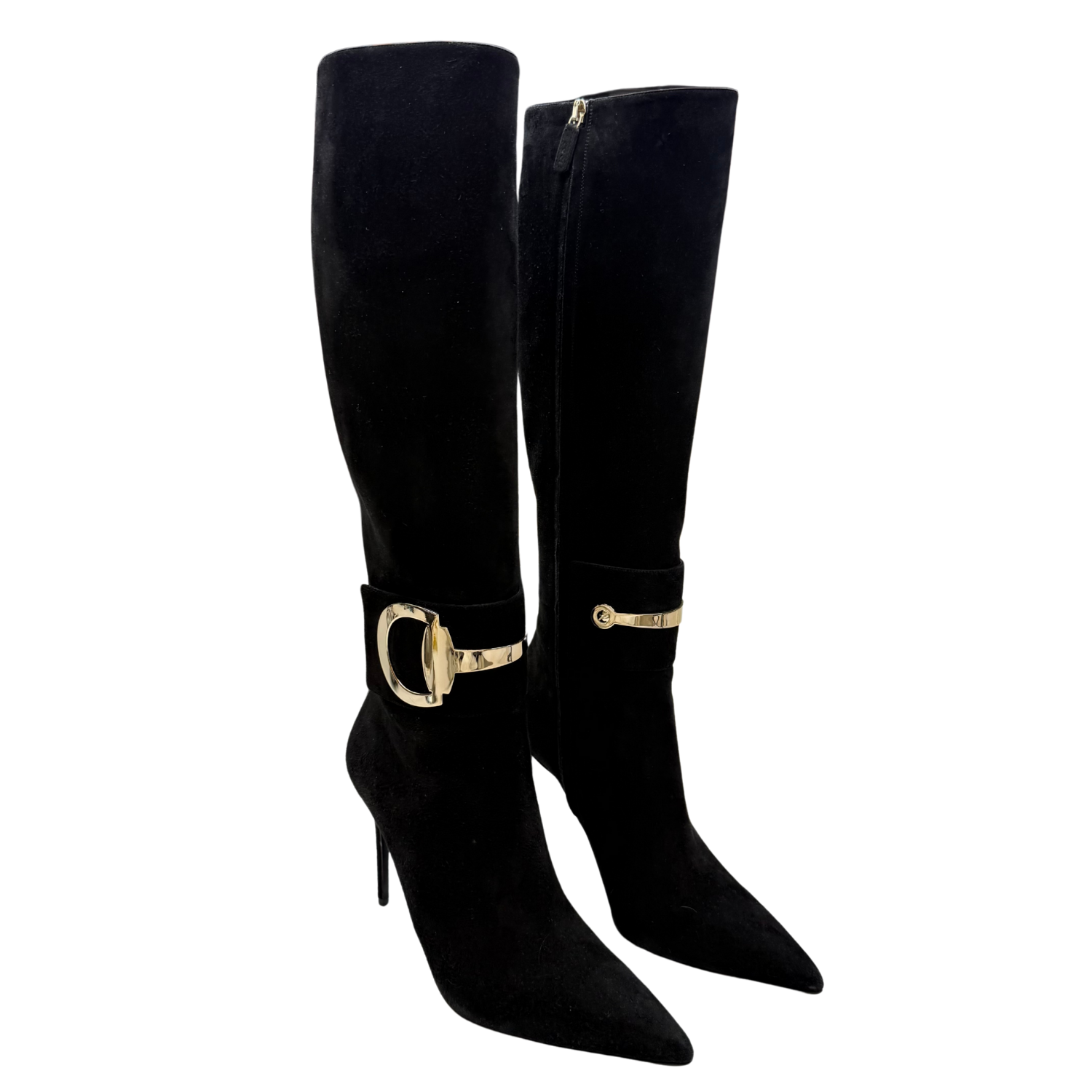 Gucci Malaga Kid Knee High Stiletto Boots Black
