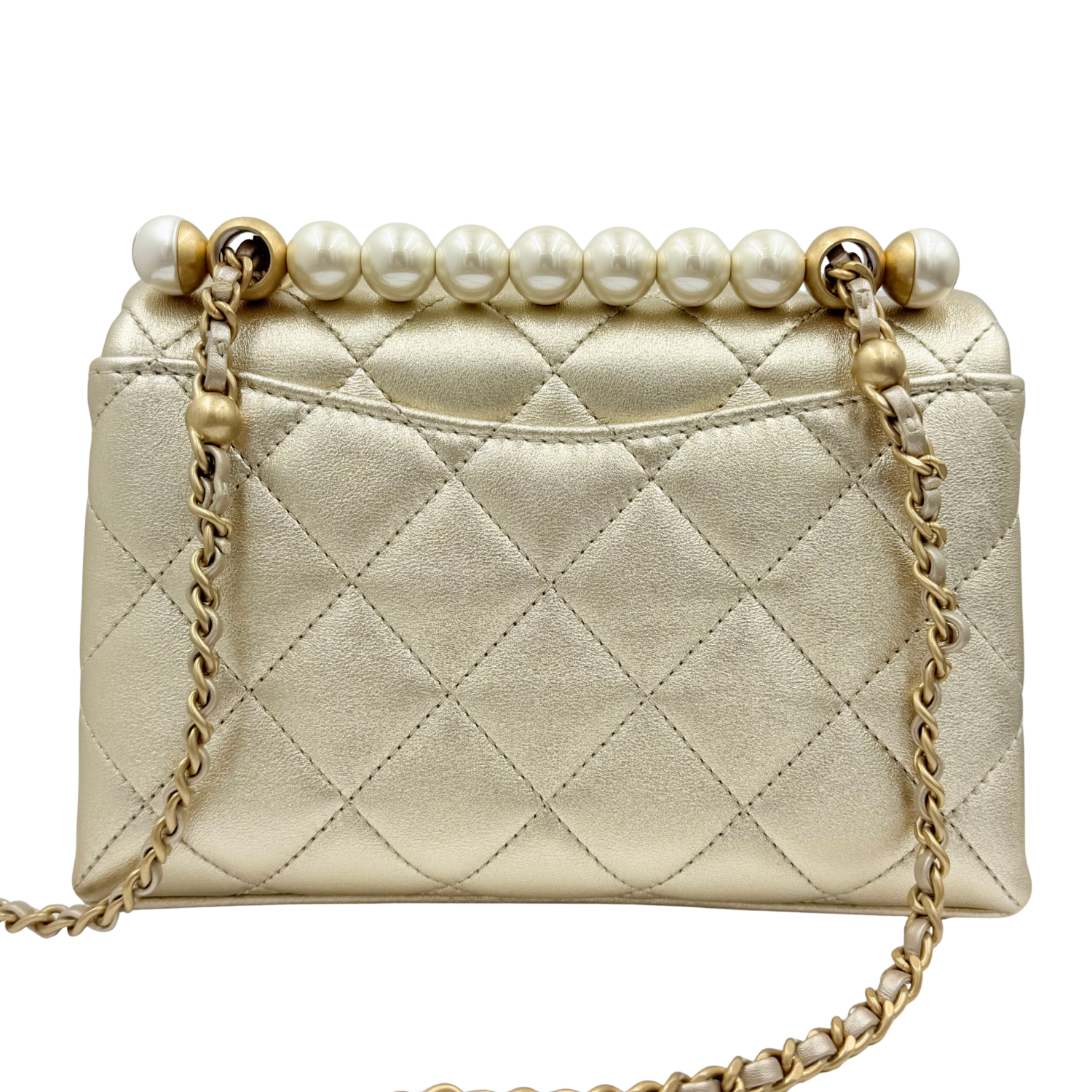 Chanel Mini Pearl Flap Bag Gold