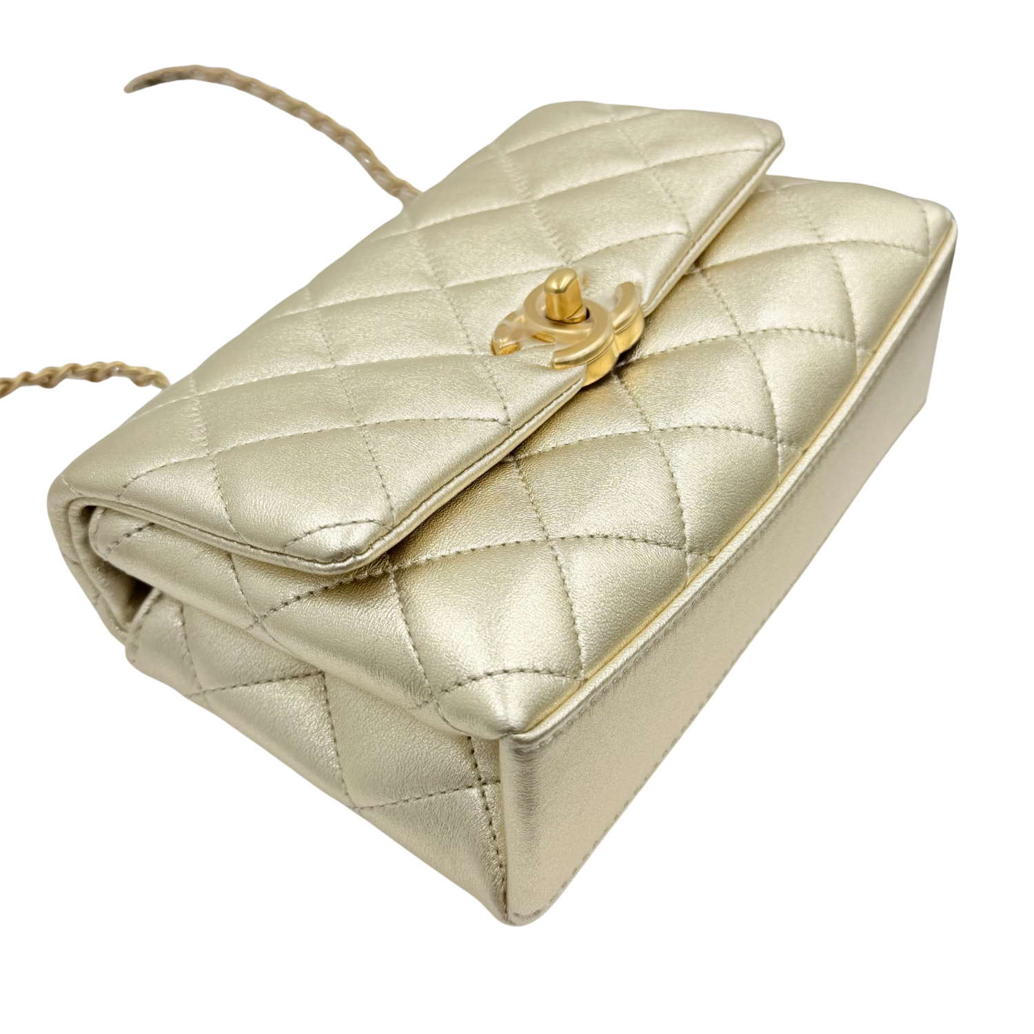 Chanel Mini Pearl Flap Bag Gold